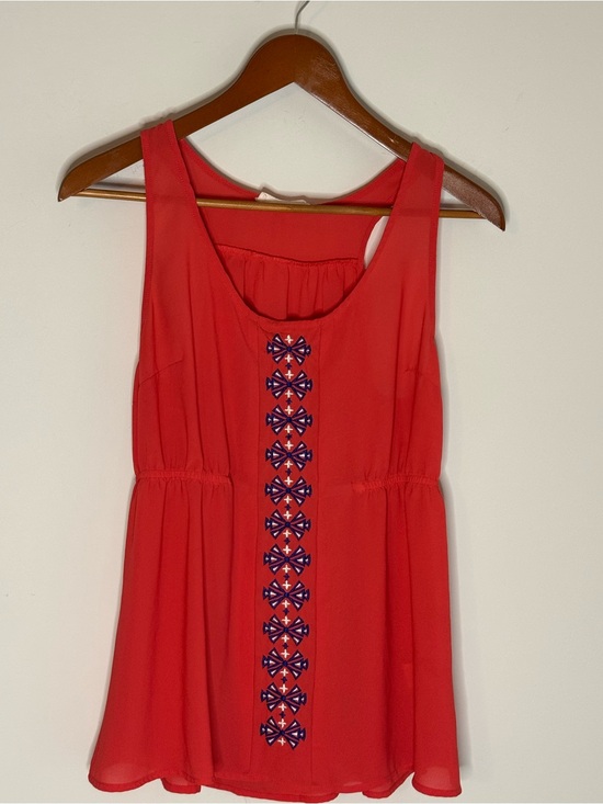 Love Tree Tops - Love Tree Red Embroidered Tank Top